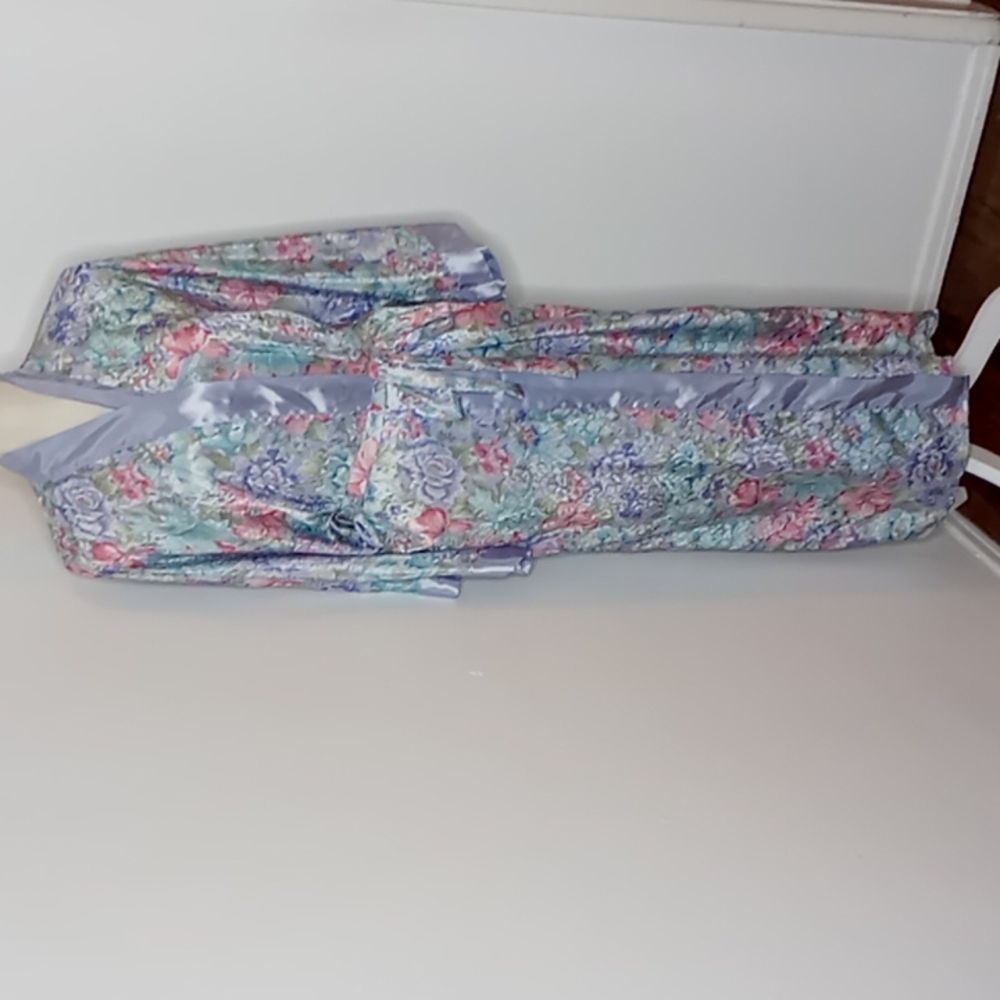 Vintage Cypress Women's Belted Robe/Kimono Pastel Floral Print Size Medium